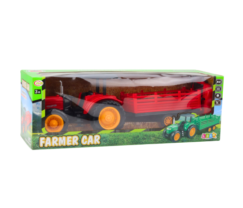 RC Remote Controlled Farm Tractor With Trailer Red