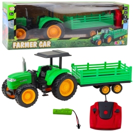 RC Green Remote Controlled Farm Tractor With Trailer