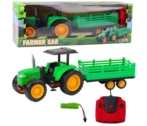 RC Green Remote Controlled Farm Tractor With Trailer