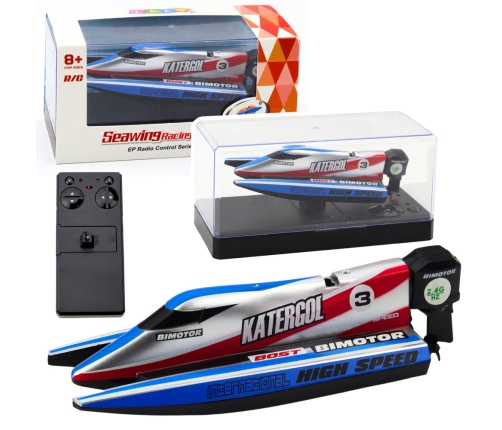 Remote Controlled RC Motorboat Blue-Silver 14cm