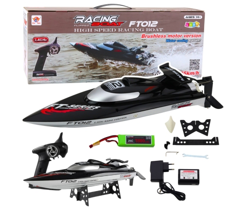 Boat Motorboat FT012 Remote Controlled RC Black 50km/h 2.4G
