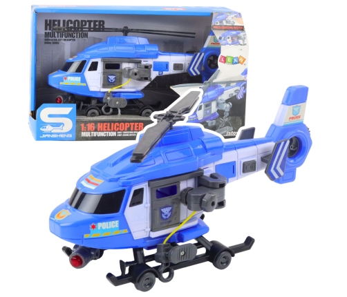 Police Helicopter Hook Stretcher Lights Sounds Blue 1:16
