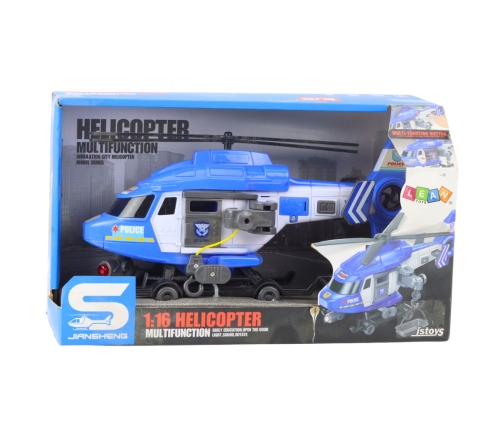 Police Helicopter Hook Stretcher Lights Sounds Blue 1:16