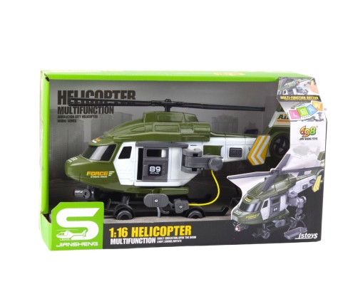 Military Helicopter Hook Stretcher Lights Sounds Khaki 1:16