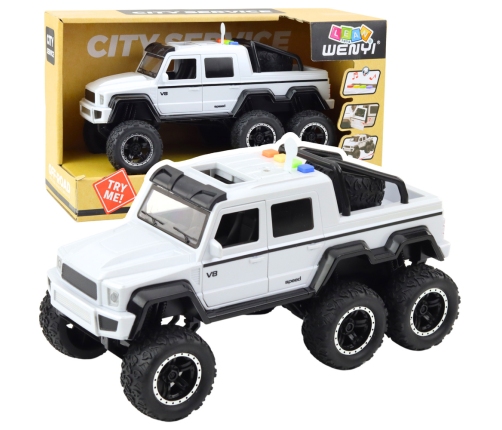 Off-road Car Friction Drive Lights Sounds Pearl White 6x6 1:16