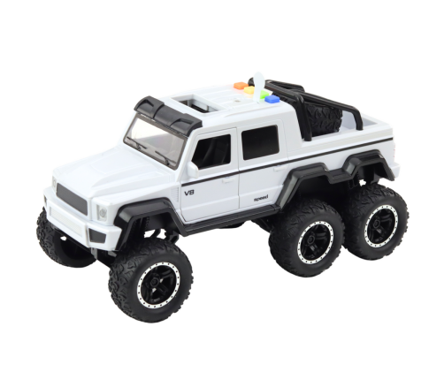 Off-road Car Friction Drive Lights Sounds Pearl White 6x6 1:16
