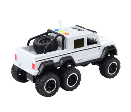 Off-road Car Friction Drive Lights Sounds Pearl White 6x6 1:16