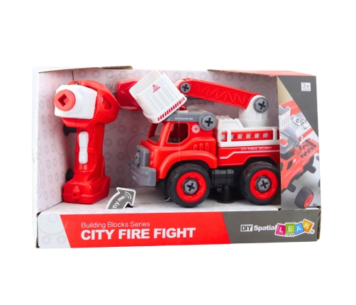 Fire Truck with Turning Boom, Remote Controlled, 2-in-1 Screwdriver