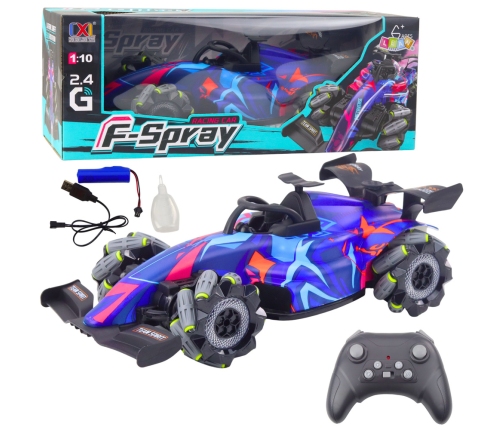 RC Remote Controlled Racer 1:10 Lights Sounds Water Steam Blue