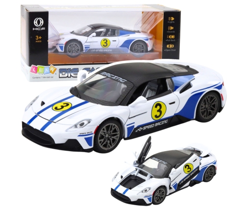 Metal Sports Car Lights Sounds Drive White 1:22