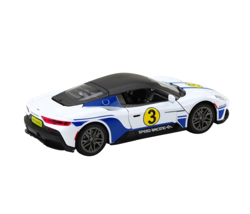 Metal Sports Car Lights Sounds Drive White 1:22