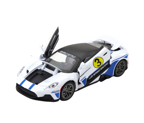 Metal Sports Car Lights Sounds Drive White 1:22