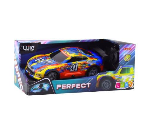 RC Racing Car with a Glowing Body, Blue and Yellow