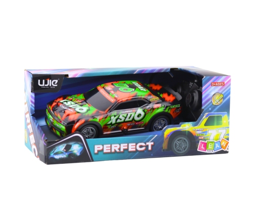 Remote Controlled Racing Car with Light-Up Body Orange and Green