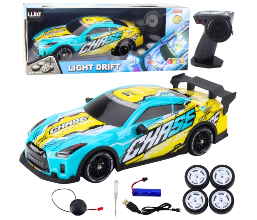 RC Remote Controlled Sports Car with Illuminated Drift Body Turquoise
