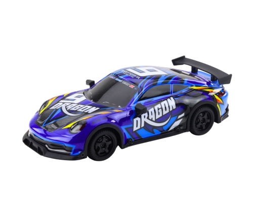 RC Sports Car with Illuminated Drift Body, Blue