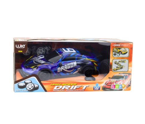 RC Sports Car with Illuminated Drift Body, Blue