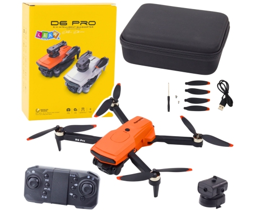 D6 PRO Drone Dual HD Camera LED Lights Orange