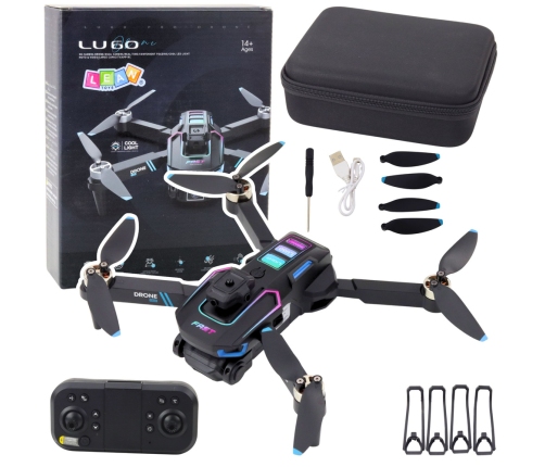 LU60 Drone Dual HD Camera LED Lights App Black