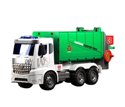 Large Garbage Truck Lifting Function 2 Bins Lights Sounds Green 1:10