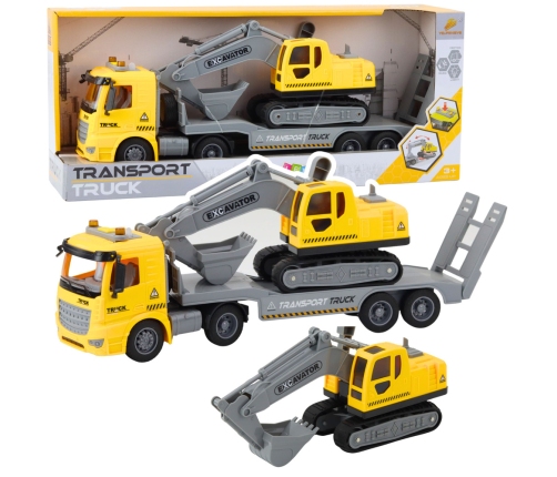 Truck Tow Truck Crawler Excavator Moving Lights Sounds Yellow