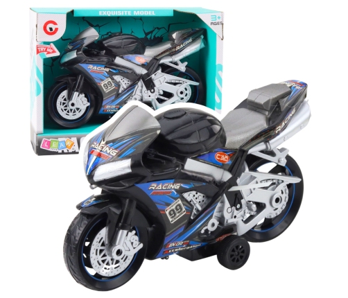 Racing Bike Racer Drive Lights Sounds Black Blue