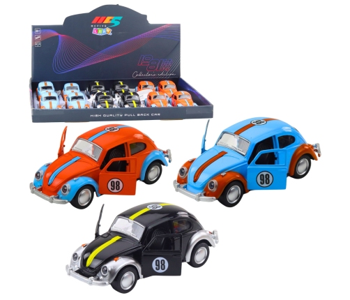 Classic Beetle Car Metal Pull-Back Drive Opening Doors Mix