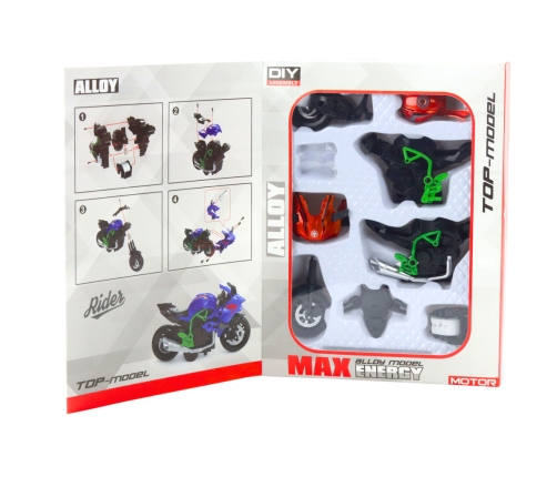 Motorcycle To Assemble Screw Metal 1:14 DIY Orange-Green