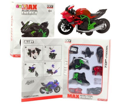 Motorcycle To Assemble Screw Metal 1:14 DIY Green-Red
