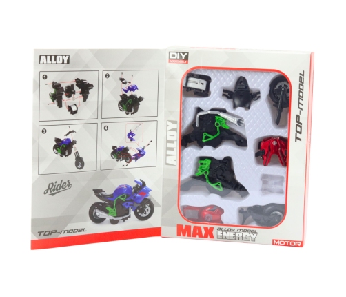 Motorcycle To Assemble Screw Metal 1:14 DIY Green-Red