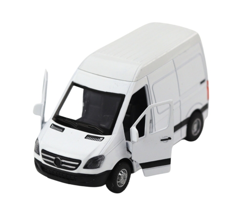 Metal Delivery Truck With Pull Back Motor, Lights, Sounds, White 1:32