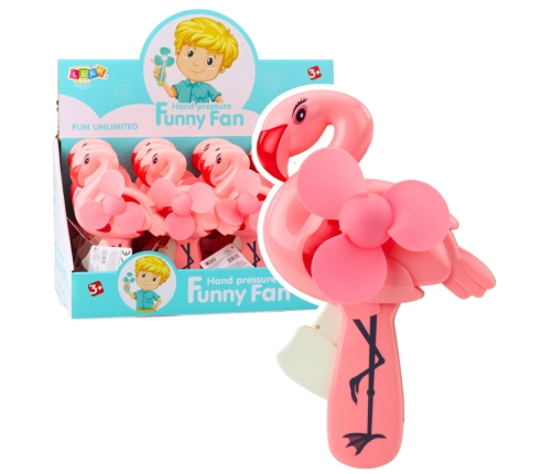 Pinwheel Hand Fan Mechanical For Kids Flamingo Pink