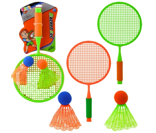 Badmintonschläger-Set: 2 Schläger, 2 große Federbälle und ein Ball