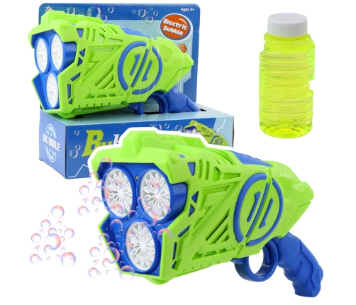 Battery Operated Bubble Gun LED Lights Blue-Green