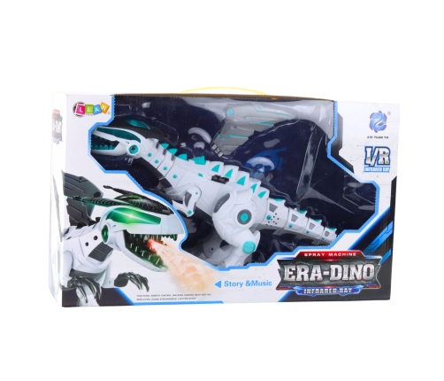 Remote Controlled RC Robot Dinosaur Lights Sounds White