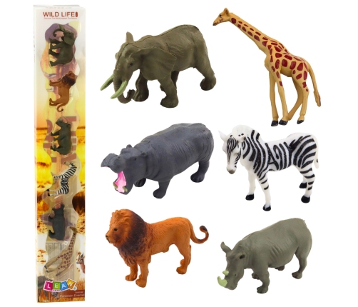 Set of Mini Figures Wild Animals Giraffe Zebra Lion 6-8cm 6pcs
