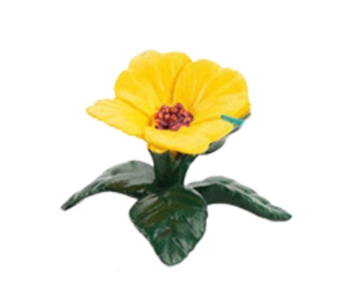 Set of Mini Figurines Exotic Birds Hibiscus Yellow 4-11cm 6pcs