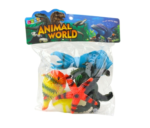 Set of Figures Sea Animals Crab Starfish Squid Ammonite 5pcs.