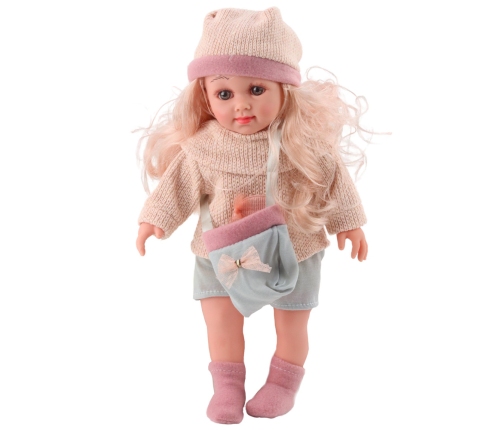 Sweet Angel Doll in a Woolen Sweater with a Mushroom, Bag, and Hat, 36cm