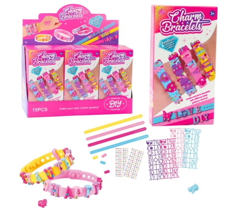 DIY Bracelet Set Letter Charms 4 Adjustable Bracelets