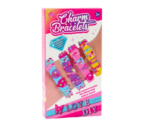 DIY Bracelet Set Letter Charms 4 Adjustable Bracelets