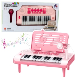 Educational Electronic Piano with Music Stand and Microphone 24K Pink