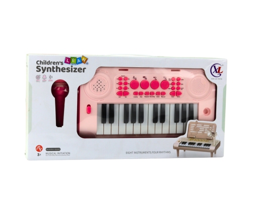 Educational Electronic Piano with Music Stand and Microphone 24K Pink