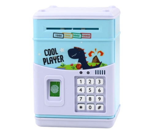Electronic Safe ATM Piggy Bank PIN Code For Children Blue Dinosaur