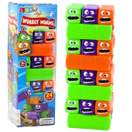 Skill Game Tower 24 Blocks With Smiley Faces Colorful