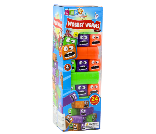 Skill Game Tower 24 Blocks With Smiley Faces Colorful