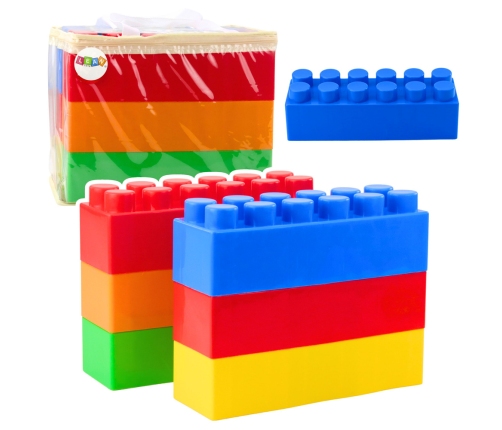 Set of Large Construction Blocks in a Bag, Colorful, 28.5x9x9 cm, 6 pcs.
