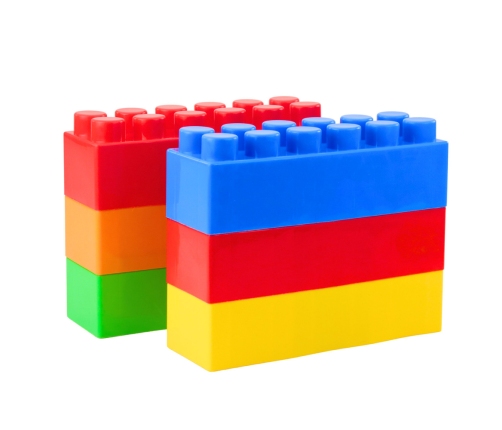 Set of Large Construction Blocks in a Bag, Colorful, 28.5x9x9 cm, 6 pcs.