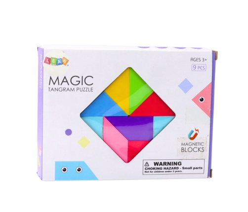Magnetic Tangram Blocks Colorful Puzzle Stickers 9 pcs.