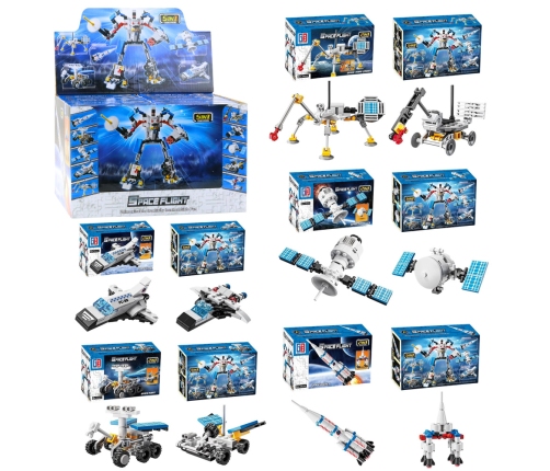 Construction Bricks Space Set Rockets Antennas Robots 2in1 44-54 pcs.